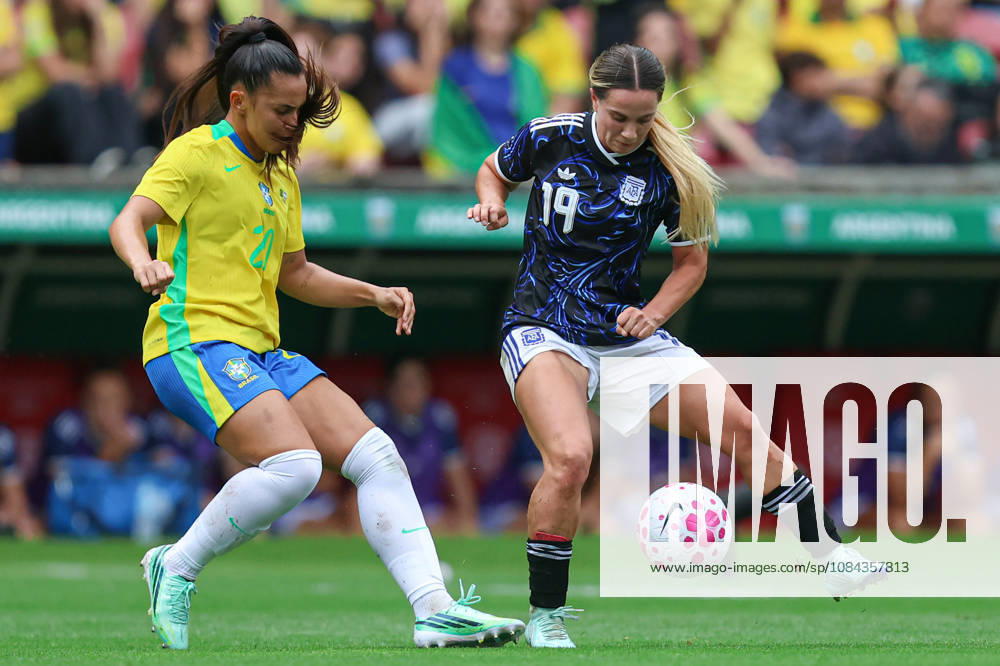 10th October 2026; Beira-Rio Stadium, Porto Alegre, Brazil; Friendlies Women Football, Brazil versus Argentina; Mariza Nascimento of Brazil battles for possession with Agostina Holzheier of Argentina MaxxPeixoto