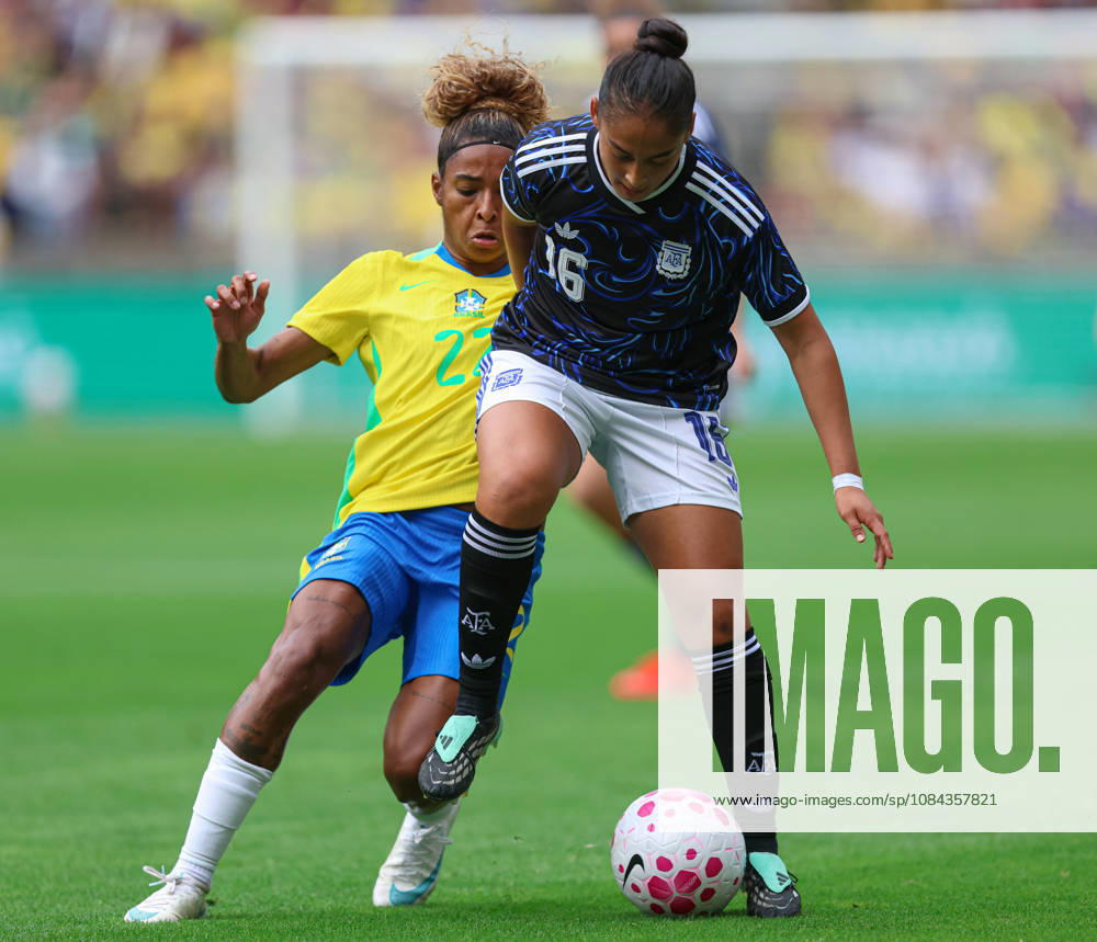 10th October 2026; Beira-Rio Stadium, Porto Alegre, Brazil; Friendlies Women Football, Brazil versus Argentina; Luany Rosa of Brazil battles for possession with Sof& xed;a Dominguez of Argentina MaxxPeixoto