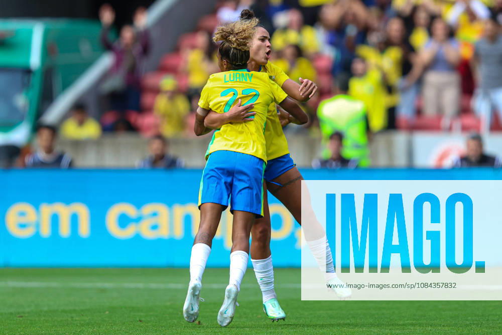 10th October 2026; Beira-Rio Stadium, Porto Alegre, Brazil; Friendlies Women Football, Brazil versus Argentina; Luany Rosa of Brazil celebrates his goal with Isabela Chagas in the 26th minute to go up 1-0 MaxxPeixoto