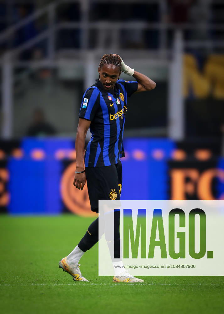 FC Internazionale v Parma Calcio 1913 - Serie A - Season 2026-2027 Milan, Italy, 10th October 2026. Djed Spence of FC Internazionale reacts following the FC Internazionale vs Parma Calcio 1913 Serie A match at Giuseppe Meazza, Milan. Picture credit should read: Jonathan Moscrop Milan Stadio Giuseppe Meazza Italy