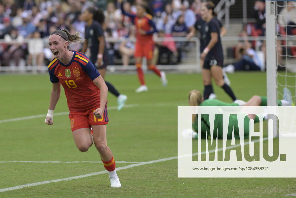 Eva Navarro of Spain celebrates a goal during a friendly match between the USA and Spain women s national teams at Audi Field in Washington, USA, 10 October 2026. Women s Friendly Match: United States vs Spain !ACHTUNG: NUR REDAKTIONELLE NUTZUNG!