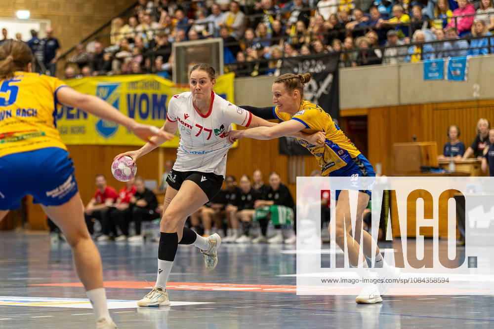 Handball I Women I 2026–2027 Season I 2nd Bundesliga I Matchday 5 I SV Todesfelde vs. HSV Solingen Gräfrath 76 I October 10, 2026, from left: Vanessa Brandt 77, HSV Solingen Gräfrath 76, Rieka Thal 33, SV Todesfelde Bad Schwartau Ludwig Jahn Hall, Schleswig-Holstein, Germany