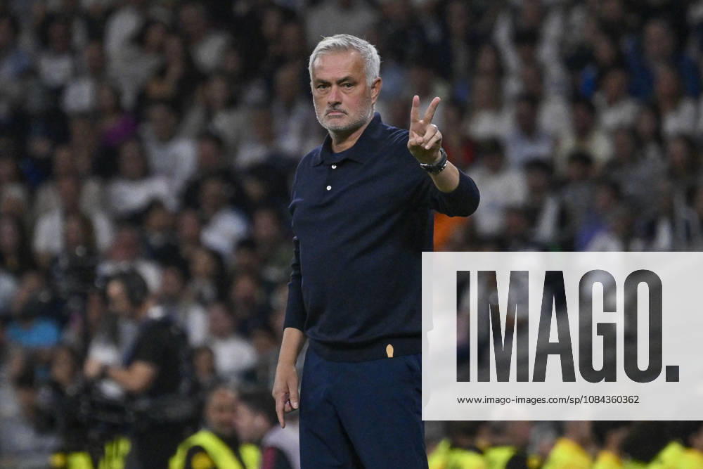 JOSE MOURINHO heach coach of Real Madrid CF gesturing with his hands during the match on Matchday 8 of the 2026-27 National League First Division Championship between REAL MADRID C.F. and VILLARREAL CF, played at the Bernabeu Stadium on October 10, 2026, in Madrid, Spain. Madrid Spain - ZUMAc312 20261010_zsp_c312_217