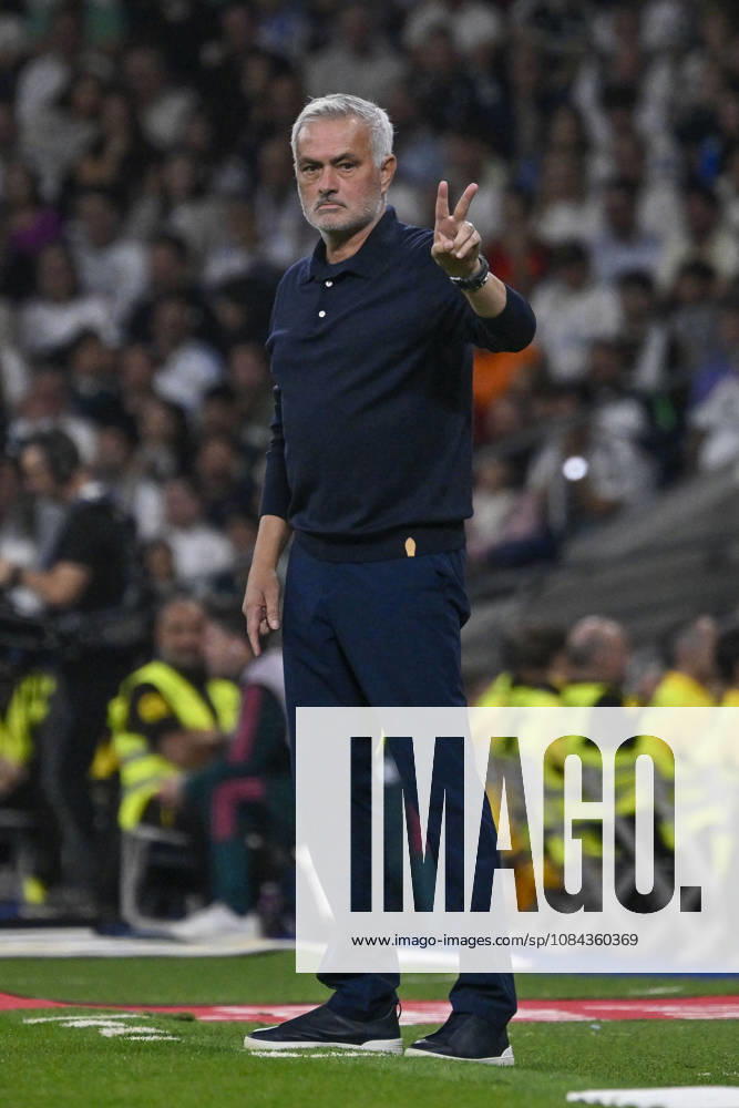 JOSE MOURINHO heach coach of Real Madrid CF gesturing with his hands during the match on Matchday 8 of the 2026-27 National League First Division Championship between REAL MADRID C.F. and VILLARREAL CF, played at the Bernabeu Stadium on October 10, 2026, in Madrid, Spain. Madrid Spain - ZUMAc312 20261010_zsp_c312_219
