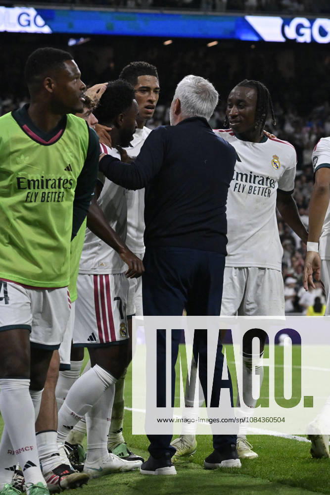JOSE MOURINHO heach coach of Real Madrid CF celebrates the goal with his teammates, even though it was later disallowed during the match on Matchday 8 of the 2026-27 National League First Division Championship between REAL MADRID C.F. and VILLARREAL CF, played at the Bernabeu Stadium on October 10, 2026, in Madrid, Spain. Madrid Spain - ZUMAc312 20261010_zsp_c312_249