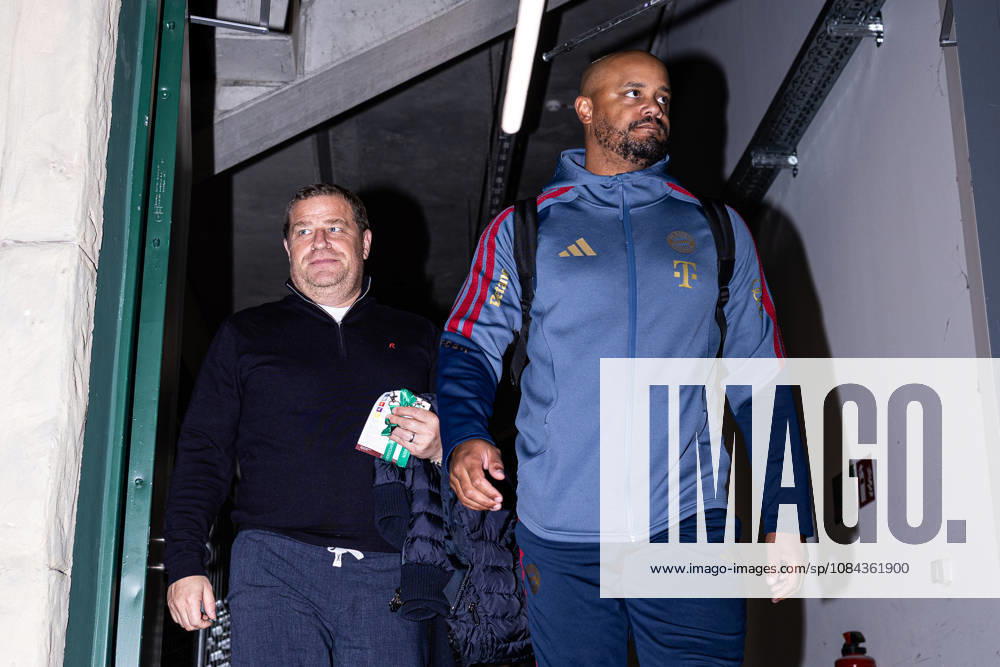 Germany: FC Augsburg vs. FC Bayern Munich, Bundesliga 1, Matchday 5, 2026–27 Season, WWK Arena Augsburg. Max Eberl, sporting director of FC Bayern Munich, and Vincent Kompany, head coach of FC Bayern Munich, upon arrival at the WWK Arena in Augsburg. Augsburg, WWK Arena, Bayern, Germany