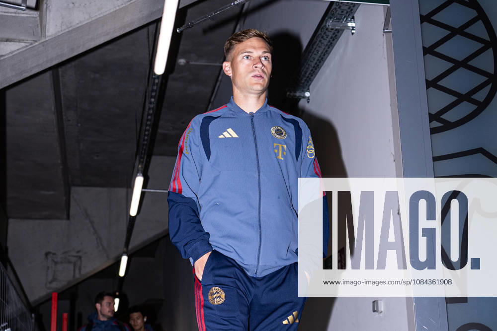 Germany: FC Augsburg vs. FC Bayern Munich, Bundesliga 1, Matchday 5, 2026–27 Season, WWK Arena Augsburg; Joshua Kimmich, FC Bayern Munich, age 6, upon arrival at the WWK Arena Augsburg; Augsburg; WWK Arena; Bayern; Germany