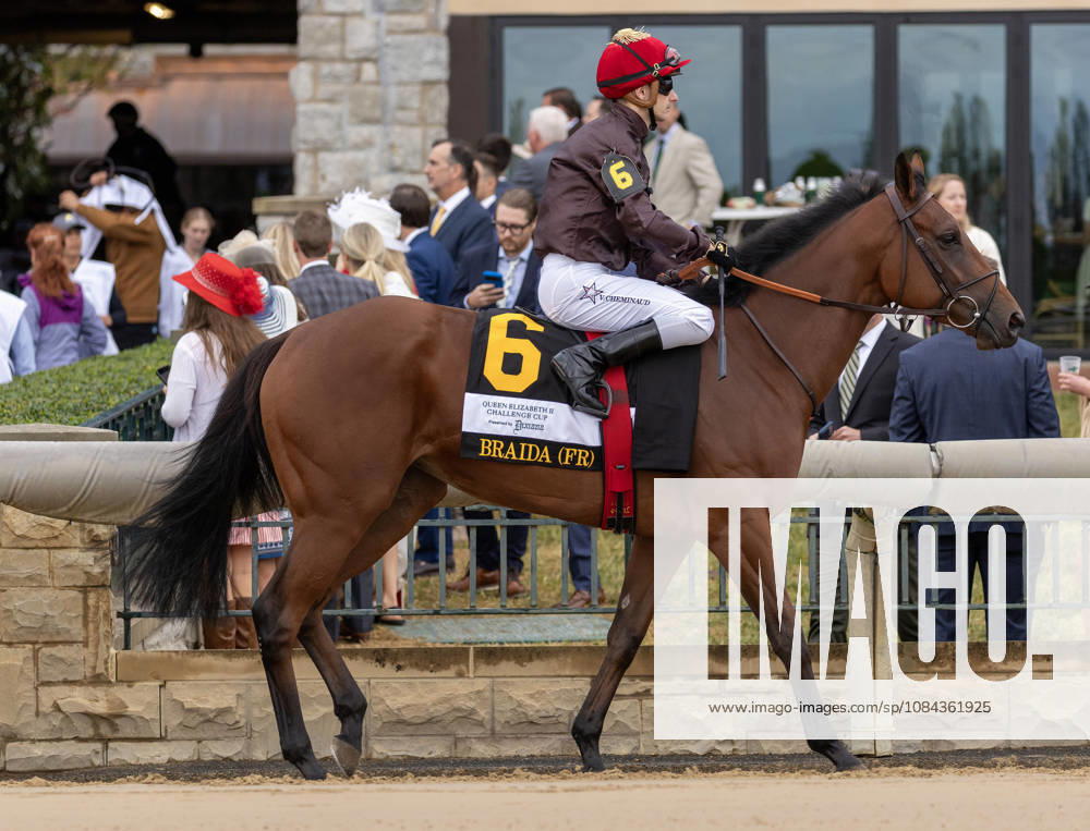 HORSE RACING 2026: QEII GI Day Keeneland OCT 10 October 10, 2026, Lexington, Ky, USA: Braida (FR) (6) ridden by Vincent Cheminaud in the post parade for the Queen Elizabeth II Challenge Cup on QEII GI Day on October 10, 2026. Candice Chavez Eclipse Sportswire CSM(Credit Image: Â {Serial Cal Media) Lexington Ky USA