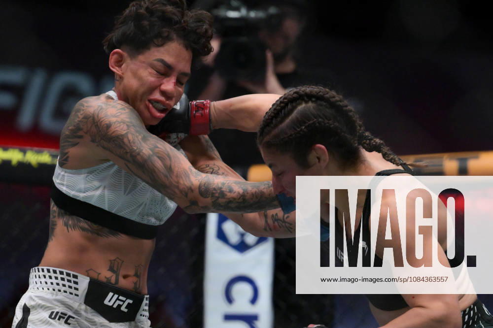LOOPY GODINEZ defeats KETLEN SOUZA by unanimous decision (29-28, 29-28, 29-28) during UFC Fight Night night the Meta APEX in Las Vegas. UFC Fight Night: Loopy Godinez Defeats Ketlen Souza By Unanimous Decision. - ZUMAo117 20261010_zsp_o117_009