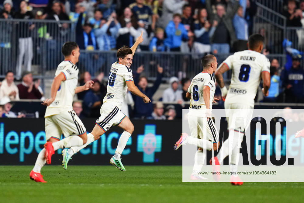 Philadelphia Union Forward Milan Iloski (10) celebrates a goal during the second half of an MLS, Fussball Herren, USA match against Real Salt Lake at Subaru Park in Chester, Pennsylvania. CSM Chester United States of America - ZUMAc04_ 20261010_zma_c04_293