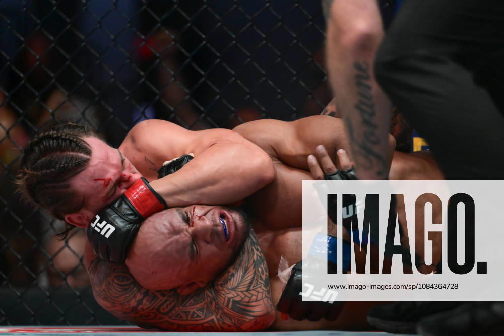 BRENDAN ALLEN defeats CHRISTIAN LEROY DUNCAN by submission (rear-naked choke) at 2:46 of Round 5 during UFC Fight Night night the Meta APEX in Las Vegas. UFC Fight Night: Main Event: Brendan Allen Defeats Christian Leroy Duncan By Submission. - ZUMAo117 20261010_zsp_o117_031