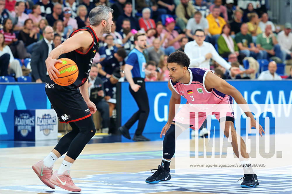 From left: Martin Bogdanov (SBB Baskets Wolmirstedt), 6, vs. Kevin McClain (MLP Academics Heidelberg), 03 GER BBL MLP Academics Heidelberg SBB Baskets Wolmirstedt Basketball Barmer 2 Basketball Bundesliga ProA Matchday 4, 2026–2027 Season, October 10, 2026 GER MLP Academics Heidelberg SBB Baskets Wolmirstedt, Basketball Barmer 2 Basketball Bundesliga ProA Matchday 4, 2026–2027 season, October 10, 2026, Heidelberg