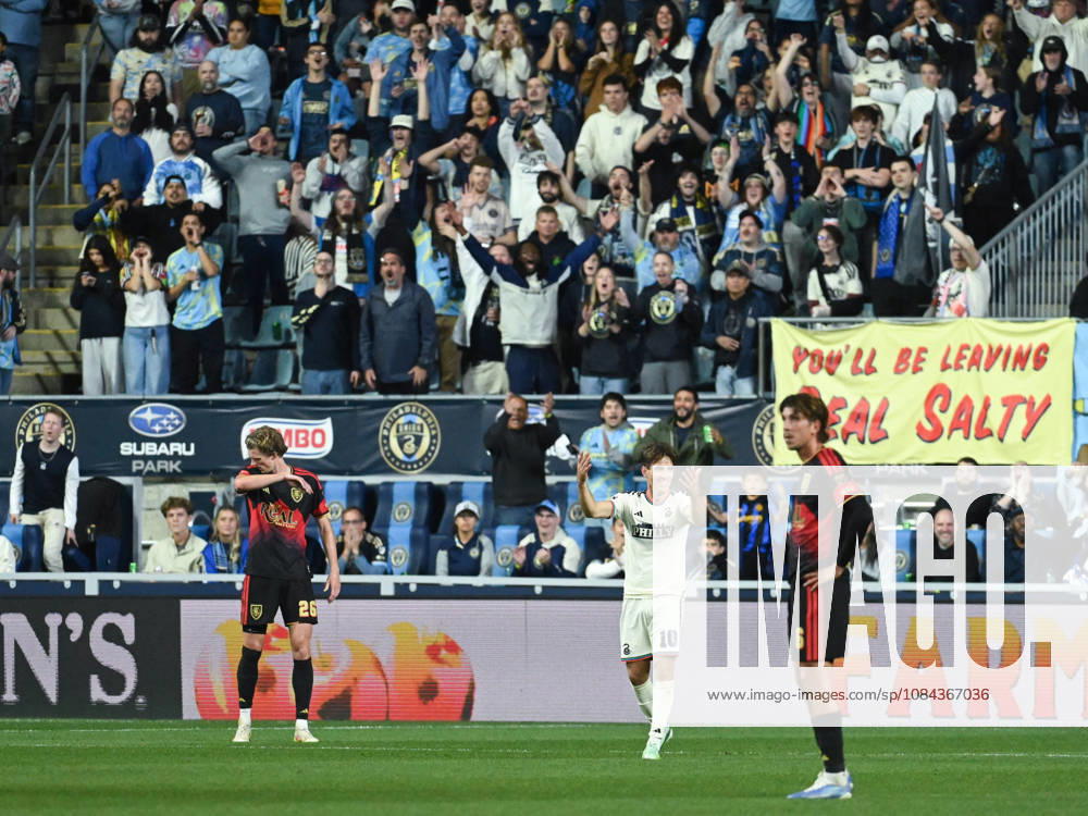 Philadelphia Union Vs Real Salt Lake - October 10, 2026 Milan Iloski 10 of the Philadelphia Union gestures to the crowd during a VAR check during the Major League Soccer 2026 match between Philadelphia Union and Real Salt Lake at Subaru Park in Chester, Pennsylvania, on October 10, 2026. Philadelphia United States