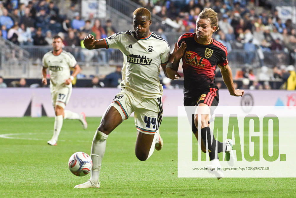 Philadelphia Union Vs Real Salt Lake - October 10, 2026 Neil Pierre 44 of the Philadelphia Union challenges Sergi Solans 22 of Real Salt Lake during the Major League Soccer 2026 match between Philadelphia Union and Real Salt Lake at Subaru Park in Chester, Pennsylvania, on October 10, 2026. Philadelphia United States