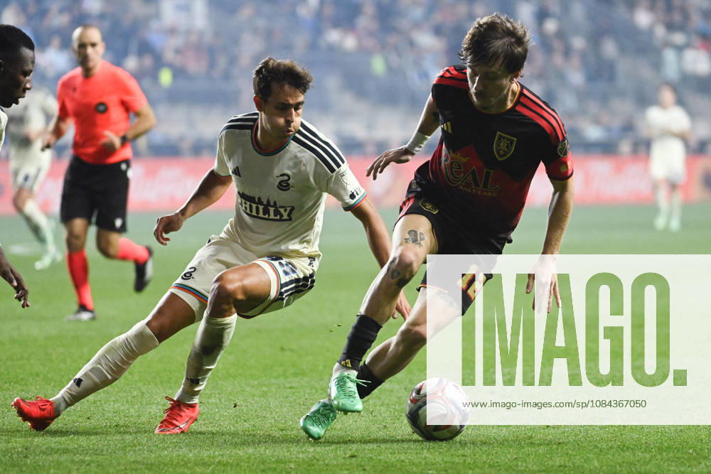 Philadelphia Union Vs Real Salt Lake - October 10, 2026 Frankie Westfield 39 of the Philadelphia Union challenges Saba Lobjanidze 12 of Real Salt Lake for the ball during the Major League Soccer 2026 match between Philadelphia Union and Real Salt Lake at Subaru Park in Chester, Pennsylvania, on October 10, 2026. Philadelphia United States