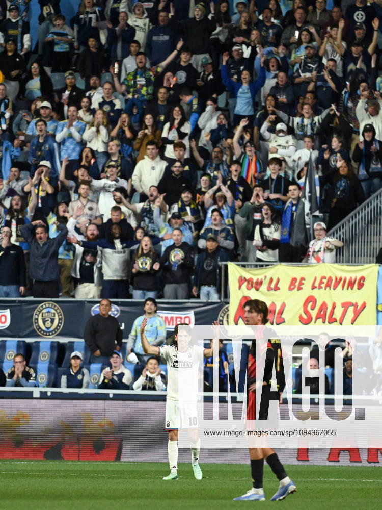 Philadelphia Union Vs Real Salt Lake - October 10, 2026 Milan Iloski 10 of the Philadelphia Union gestures to the crowd during a VAR check during the Major League Soccer 2026 match between Philadelphia Union and Real Salt Lake at Subaru Park in Chester, Pennsylvania, on October 10, 2026. Philadelphia United States