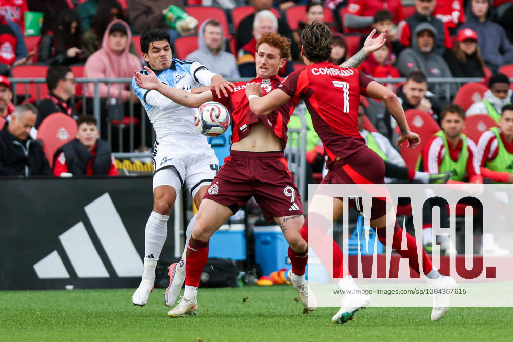 Toronto FC v CF Montreal Josh Sargent 9 of Toronto FC competes for the ball against Brayan Vera 4 of CF Montreal during a Major League Soccer game between Toronto FC and CF Montreal at BMO Field in Toronto, Ontario, Canada, on October 10, 2026. Toronto Ontario Canada