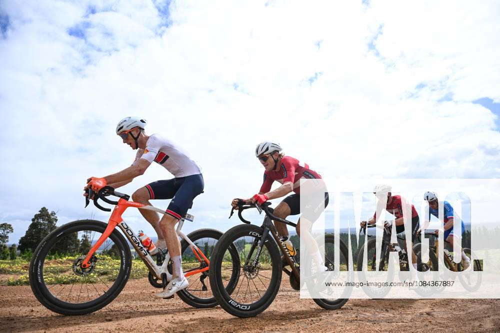 2026 UCI Gravel World Championships Picture by Zac Williams SWpix.com - 11 10 2026 - Cycling - 2026 UCI Gravel World Championships - Nannup, Western Australia, Australia - Mens Elite - Connor Swift (Great Britain), Mads Würtz Schmidt (Denmark), Magnus Bak Klaris (Denmark), Martin Stosek (Czechia)