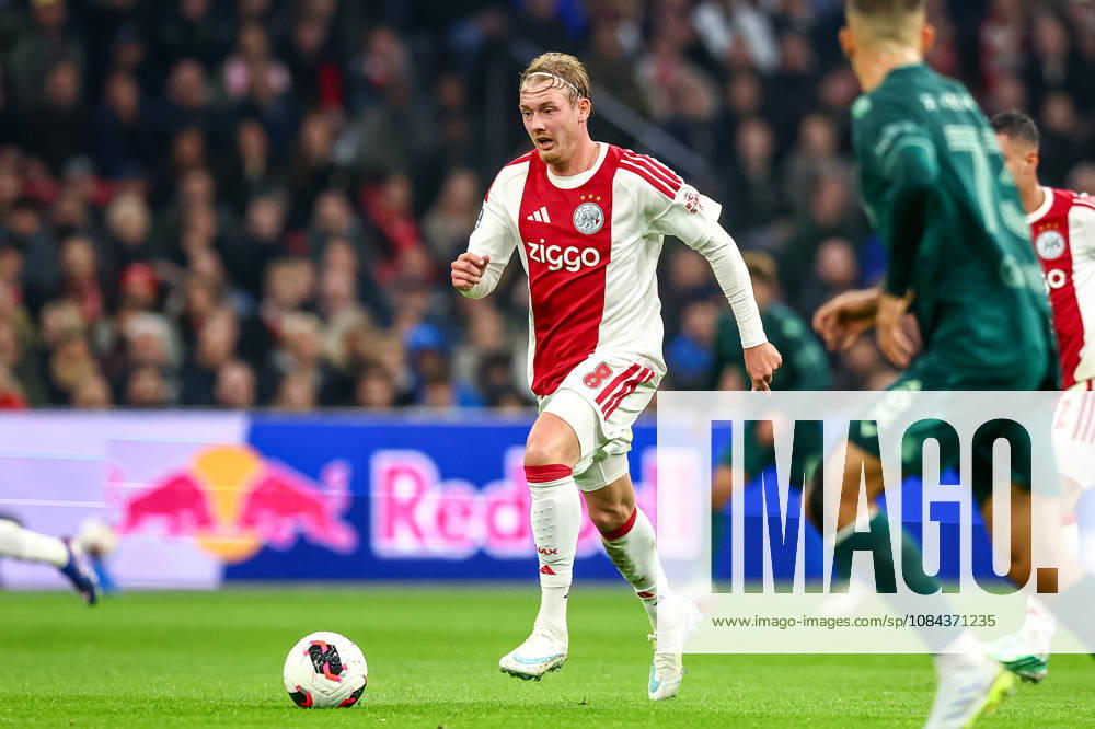 Julian Brandt of AFC Ajax runs with the ball during the Eredivisie 2026 27 match between AFC Ajax and N.E.C. Nijmegen at Johan Cruyff Arena on October 10, 2026 in Amsterdam, Netherlands.
