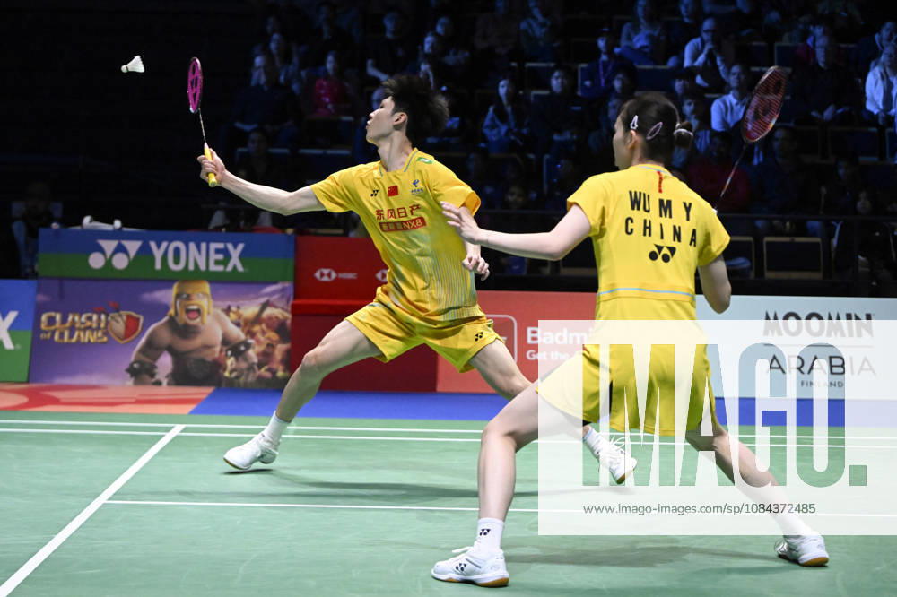 Wu Meng Ying (R) and Gao Jia Xuan (L) of China during mixed doubles final at the badminton Clash of Clans Arctic Open 2026 tournament in Vantaa, Finland, on October 11, 2026. - ANTTI AIMO-KOIVISTO Finland AfDoHl-5ft0