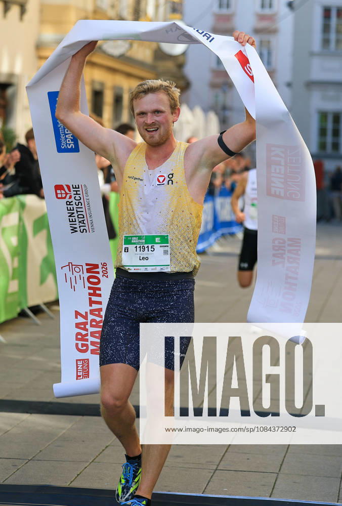 RUNNING - Graz Marathon 2026 GRAZ,AUSTRIA,11.OCT.26 - RUNNING - Graz Marathon. Image shows the rejoicing of Leo Holper (AUT). GEPAxpictures xWolfgangxGrebien