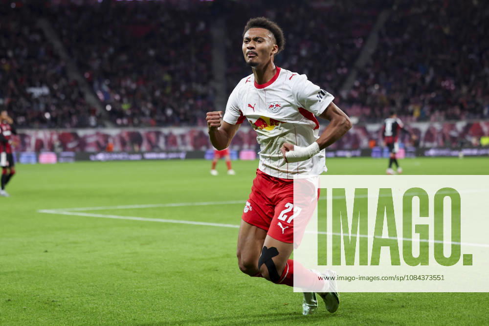 Tidiam Gomis of RB Leipzig celebrates his goal to make it 6-0 during the Bundesliga match between RB Leipzig and Eintracht Frankfurt, Red Bull Arena on October 10, 2026, in Leipzig, Germany. Photo by Marco Steinbrenner, DeFodi Images. Tidiam Gomis of RB Leipzig celebrates after scoring his team’s sixth goal during the Bundesliga match between RB Leipzig and Eintracht Frankfurt at Red Bull Arena on October 10, 2026 in Leipzig, Germany. Photo by Marco Steinbrenner, DeFodi Images. DFB and DFL regulations prohibit any use of photographs as image sequences and or quasi-video. Photo by Marco Steinbrenner, DeFodi Images.