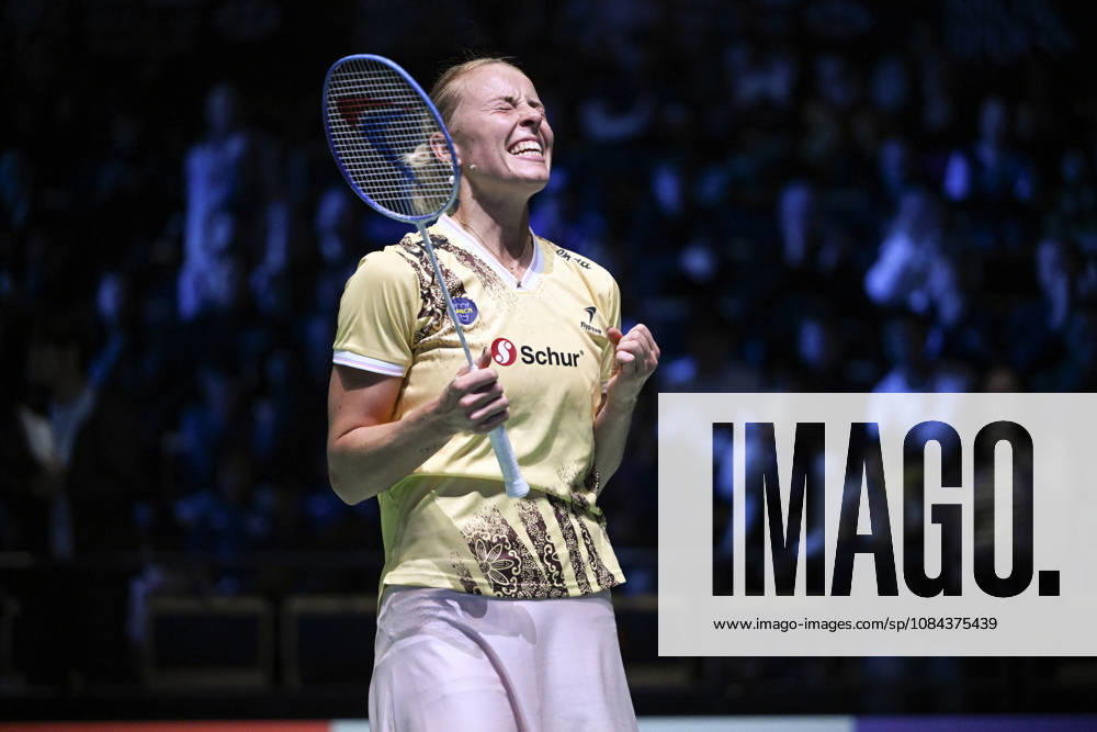 LKS 20261011 Mia Blichfeldt of Denmark reacts after winning women s singles match against Ratchanok Intanon of Thailand (not pictured) during the finals at the badminton Clash of Clans Arctic Open 2026 tournament in Vantaa, Finland, on October 11, 2026. - ANTTI AIMO-KOIVISTO Finland KQFovmEnbho