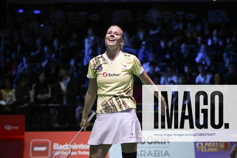 Mia Blichfeldt of Denmark reacts after winning women s singles match against Ratchanok Intanon of Thailand (not pictured) during the finals at the badminton Clash of Clans Arctic Open 2026 tournament in Vantaa, Finland, on October 11, 2026. - ANTTI AIMO-KOIVISTO Finland lrJOTPMUeTM