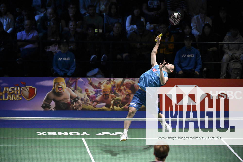 Yushi Tanaka of Japan hits a return during the men s singles match against Anders Antonsen of Denmark (not pictured) during the finals at the badminton Clash of Clans Arctic Open 2026 tournament in Vantaa, Finland, on October 11, 2026. - ANTTI AIMO-KOIVISTO Finland RnfzJAO0HnM