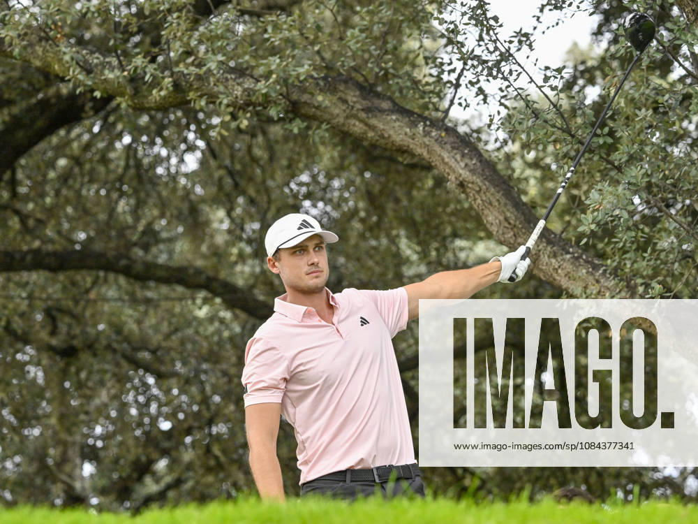 LUDVIG o¦BERG of Sweden hits the ball off the tee during the Open de Espao±a presented by Madrid at Club de Campo Villa de Madrid on October 11, 2026 in Madrid, Spain. Open GOLF De Spain Presented By Madrid - 10.11.26 (Fourth Day) - ZUMAc312 20261011_zsp_c312_032