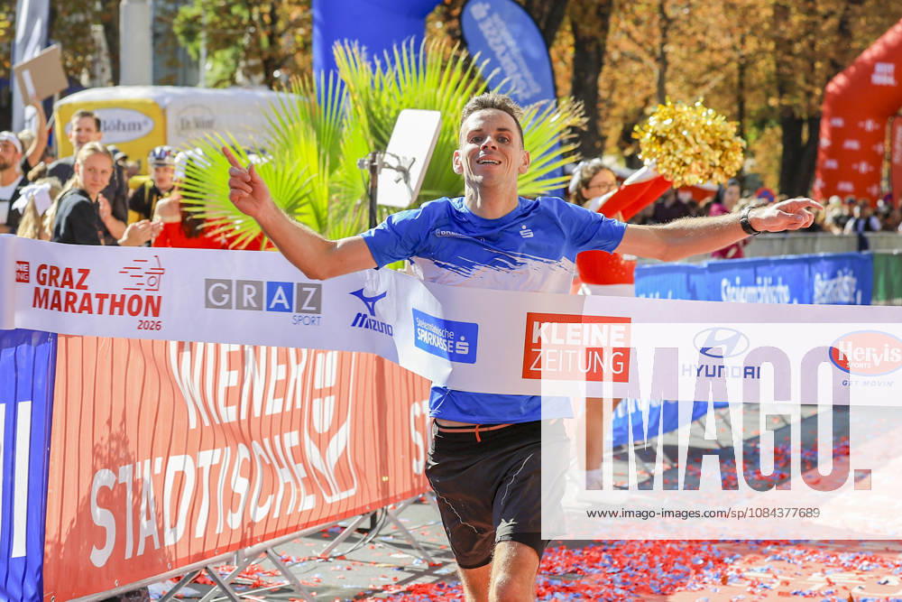 RUNNING - Graz Marathon 2026 GRAZ,AUSTRIA,11.OCT.26 - RUNNING - Graz Marathon. Image shows the rejoicing of Matthias Maldet (AUT). GEPAxpictures xWolfgangxGrebien