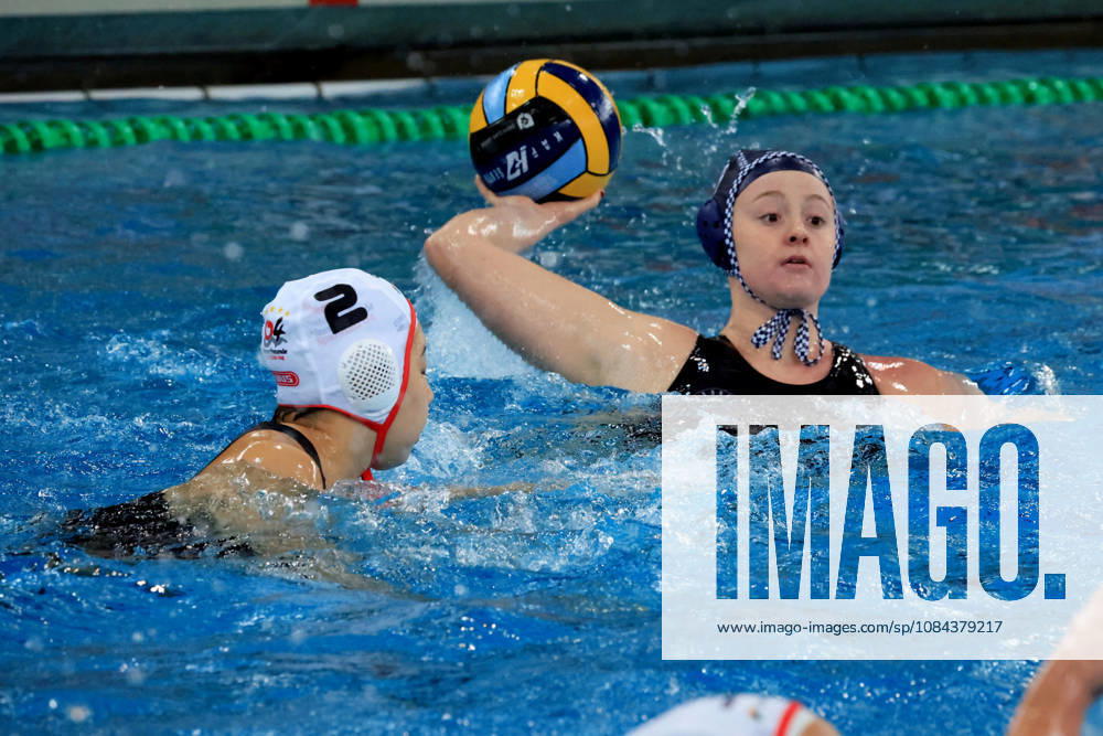 GER, DEU, Germany Women s Water Polo, Water Polo Champions League Qualifiers, 2026 Season, Berlin, Spandau 04 vs. Pallanuoto Trieste, Akari Inaba (Spandau 04) 2, Emma De March (Pallanuoto Trieste) 3, nordphoto GmbH, Engler, Berlin, Schwimmhalle Schöneberg, Berlin, Germany