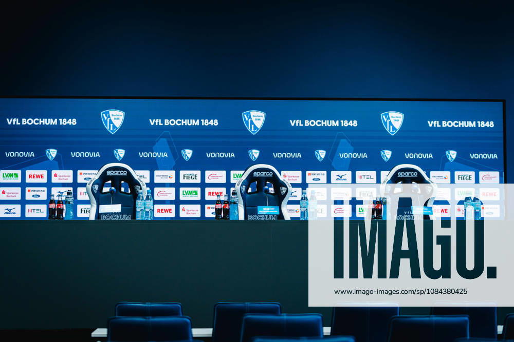Bochum, Germany October 11, 2026 2. Bundesliga 2026–2027 Matchday 7 VfL Bochum 1848 vs. DSC Arminia Bielefeld Pictured: The press room at VfL Bochum DFL and DFB regulations prohibit any use of photographs as image sequences and or quasi-video Vonovia Ruhrstadion, North Rhine-Westphalia