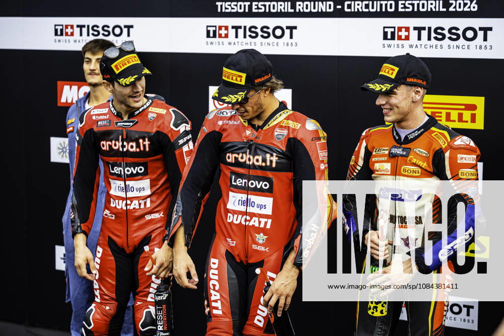 The Podium during the Tissot Superpole Race of the FIM Superbike World Championship, WM, Weltmeisterschaft at Circuito Estoril on October 11, 2026 in Cascais, Portugal. Motorsports 2026: WorldSBK - Tissot Estoril Round - ZUMAr200 20261011_zsp_r200_046