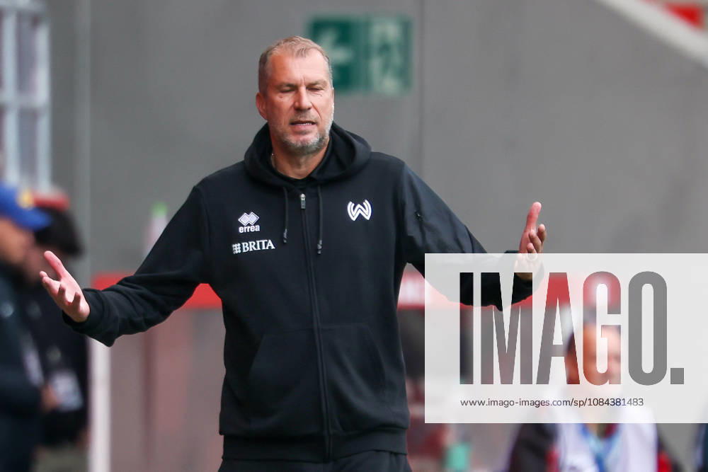 Ingolstadt, Germany, October 11, 2026, 3rd League 2026–2027, Matchday 8: FC Ingolstadt 04 vs. SV Wehen Wiesbaden. Pictured: SVWW coach Jochen Seitz gesturing on the field. DFB and DFL regulations prohibit any use of photographs as image sequences and or quasi-video.