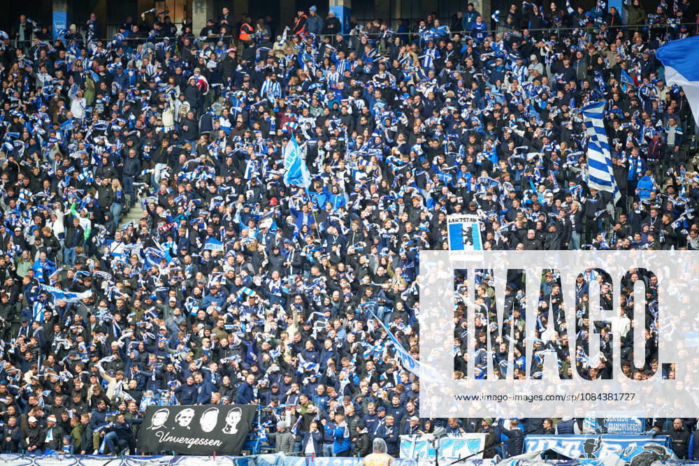 Scene from the Olympic Stadium in Berlin, Hertha fans, GER, Hertha BSC vs. SPVGG Greuther Fürth, 2. Bundesliga, 2026–27 season, Matchday 7, October 11, 2026. DFL regulations prohibit any use of photographs as image sequences and or quasi-video. GER, Hertha BSC vs. SPVGG Greuther Fürth, 2. Bundesliga, 2026–27 season, Matchday 7, October 11, 2026, Berlin