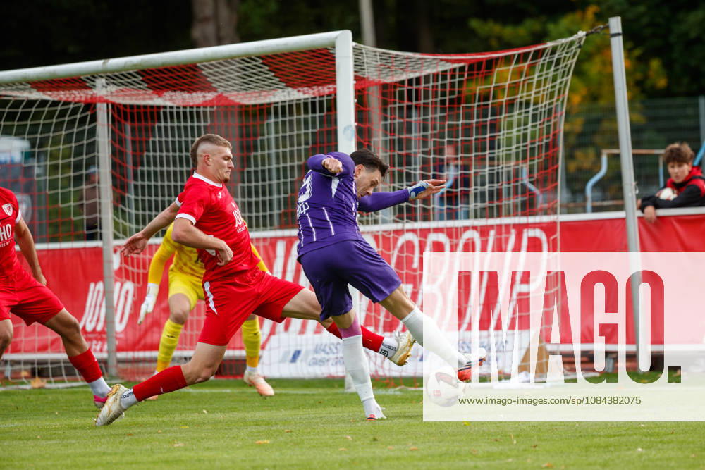 Left: Lukas Walchhütter (Greifswald) vs. Marcel Bär (Aue) GER, Greifswalder FC vs. FC Erzgebirge Aue, Soccer, Men, Northeast Regional League, Matchday 12, 2026–2027 Season, October 11, 2026, Greifswald Volksstadion, Mecklenburg-Western Pomerania, Germany