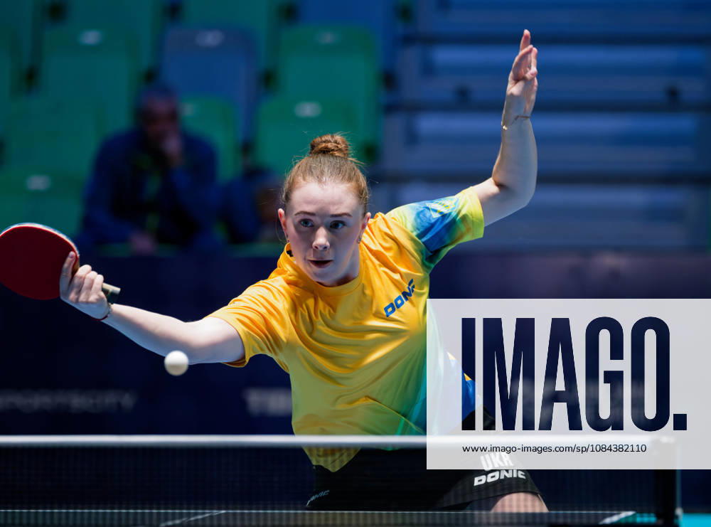 Anastasiya Dymytrenko of Ukraine (photo ms1112b) at the 2026 European Table Tennis Championships in Ljubljana LJUBLJANA, SLOVENIA, OCTOBER 11, 2026 Anastasiya Dymytrenko of Ukraine (photo ms1112b) in action at the European Table Tennis Championships at Stozice Arena in Ljubljana, Slovenia. Photo by Manfred Schillings. Ljubljana, Stozice Arena, Slovenia