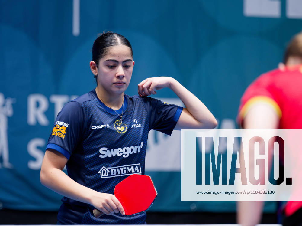 Angelina Bebawy of Sweden (photo ms1004b) at the 2026 European Table Tennis Championships in Ljubljana LJUBLJANA, SLOVENIA, OCTOBER 11, 2026 Angelina Bebawy of Sweden (photo ms1004b) in action at the European Table Tennis Championships at Stozice Arena in Ljubljana, Slovenia. Photo by Manfred Schillings. Ljubljana, Stozice Arena, Slovenia