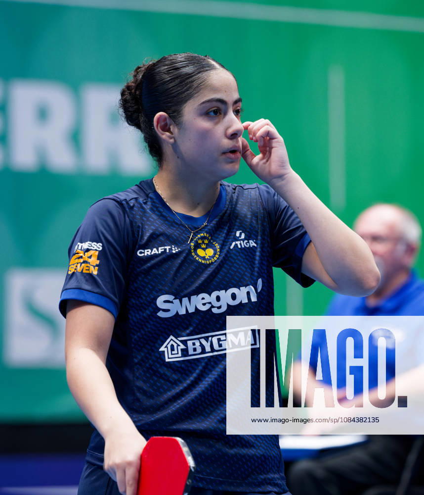 Angelina Bebawy of Sweden (photo ms1010b) at the 2026 European Table Tennis Championships in Ljubljana LJUBLJANA, SLOVENIA, OCTOBER 11, 2026 Angelina Bebawy of Sweden (photo ms1010b) in action at the European Table Tennis Championships at Stozice Arena in Ljubljana, Slovenia. Photo by Manfred Schillings. Ljubljana, Stozice Arena, Slovenia