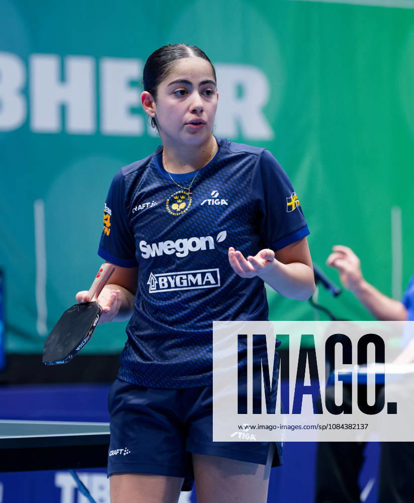 Angelina Bebawy of Sweden (photo ms1013b) at the 2026 European Table Tennis Championships in Ljubljana LJUBLJANA, SLOVENIA, OCTOBER 11, 2026 Angelina Bebawy of Sweden (photo ms1013b) in action at the European Table Tennis Championships at Stozice Arena in Ljubljana, Slovenia. Photo by Manfred Schillings. Ljubljana, Stozice Arena, Slovenia