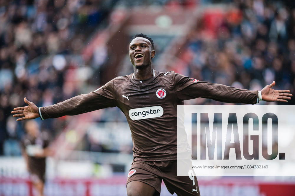 2. Bundesliga: FC St. Pauli vs. Karlsruher SC, October 11, 2026 – Goal, celebration by Abdoulie Ceesay (FC St. Pauli), 9–1 Soccer, 2. Bundesliga, Matchday 7: FC St. Pauli vs. Karlsruher SC on October 11, 2026, at Millerntor Stadium, Hamburg. DFL regulations prohibit any use of photographs as image sequences and or quasi-video.