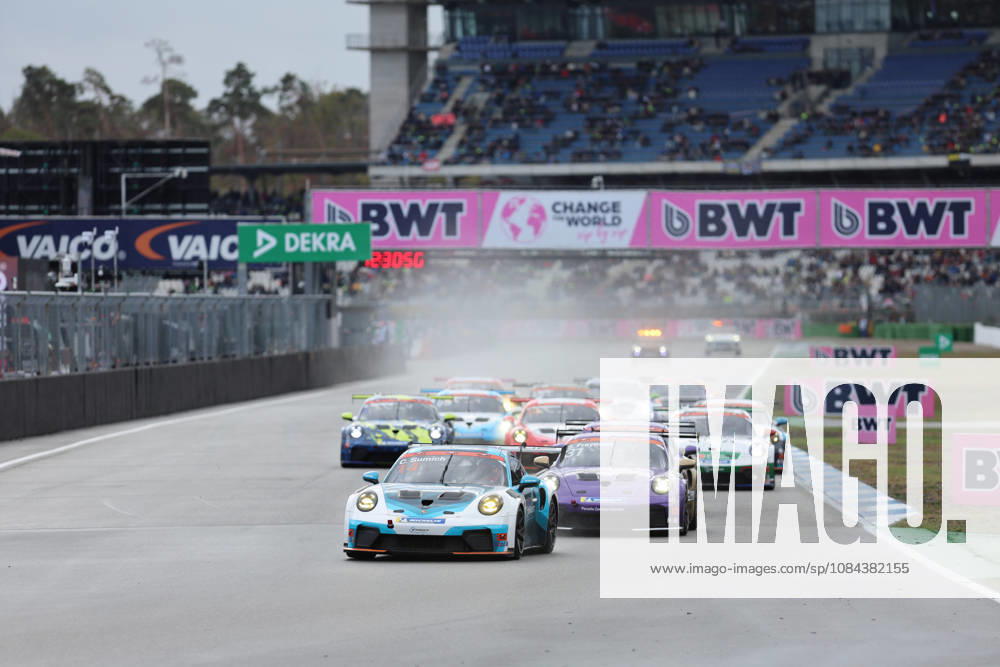 Hockenheim, Germany, October 9–11, 2026 Porsche Sixt Carrera Cup Germany 2026 Season Finale Hockenheimring Sunday Race 2 Pictured: Caleb Sumich (AUS 14) leads the field at the Hockenheimring in Baden-Württemberg