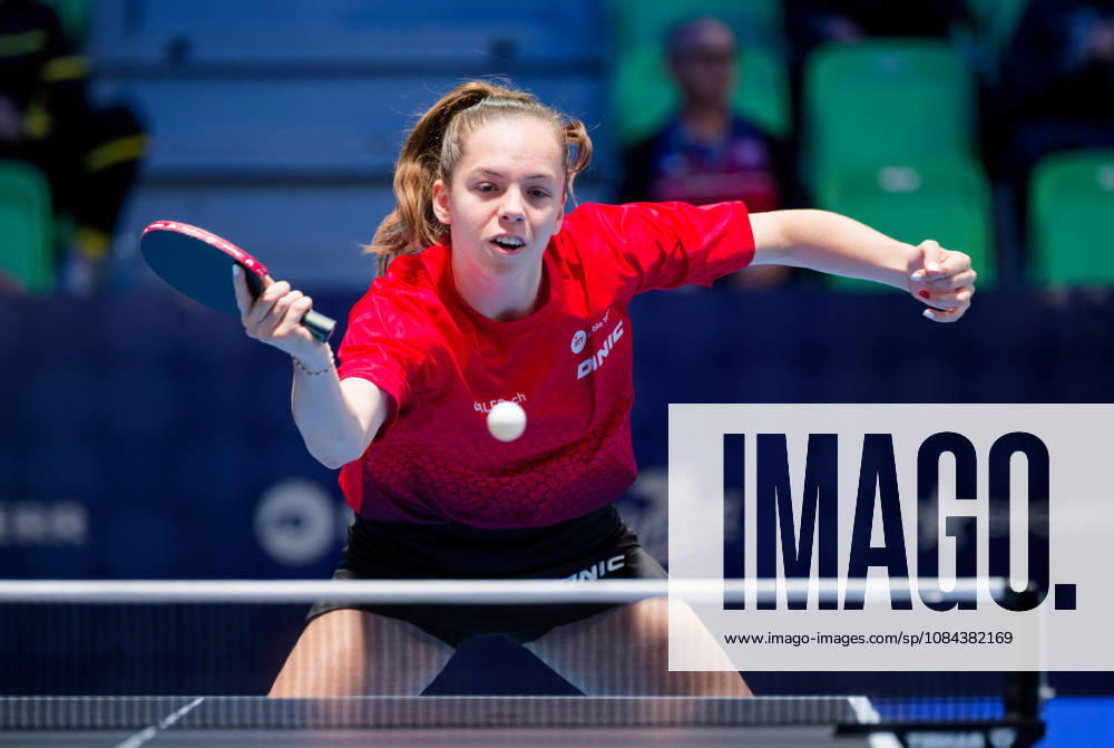 Fanny Doutaz of Switzerland (photo ms1120b) at the 2026 European Table Tennis Championships in Ljubljana LJUBLJANA, SLOVENIA, OCTOBER 11, 2026 Fanny Doutaz of Switzerland (photo ms1120b) in action at the European Table Tennis Championships at Stozice Arena in Ljubljana, Slovenia. Photo by Manfred Schillings. Ljubljana, Stozice Arena, Slovenia
