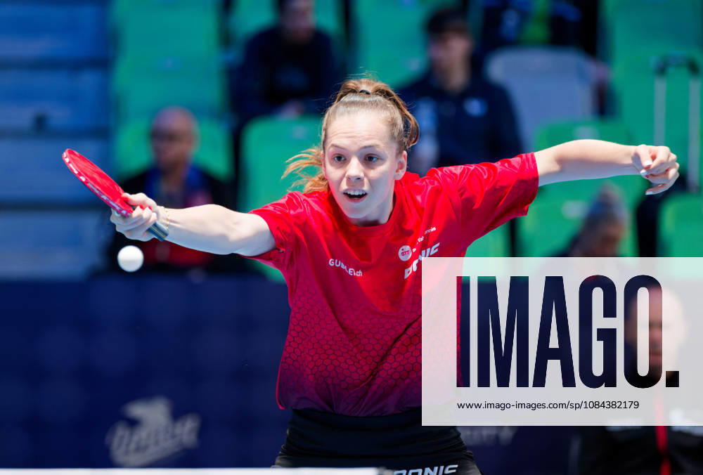 Fanny Doutaz of Switzerland (photo ms1124b) at the 2026 European Table Tennis Championships in Ljubljana LJUBLJANA, SLOVENIA, OCTOBER 11, 2026 Fanny Doutaz of Switzerland (photo ms1124b) in action at the European Table Tennis Championships at Stozice Arena in Ljubljana, Slovenia. Photo by Manfred Schillings. Ljubljana, Stozice Arena, Slovenia