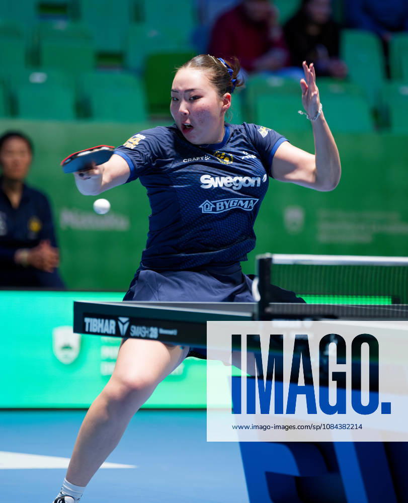 Nomin Baasan of Sweden (photo ms1037b) at the 2026 European Table Tennis Championships in Ljubljana LJUBLJANA, SLOVENIA, OCTOBER 11, 2026 Nomin Baasan of Sweden (photo ms1037b) in action at the European Table Tennis Championships at Stozice Arena in Ljubljana, Slovenia. Photo by Manfred Schillings. Ljubljana, Stozice Arena, Slovenia
