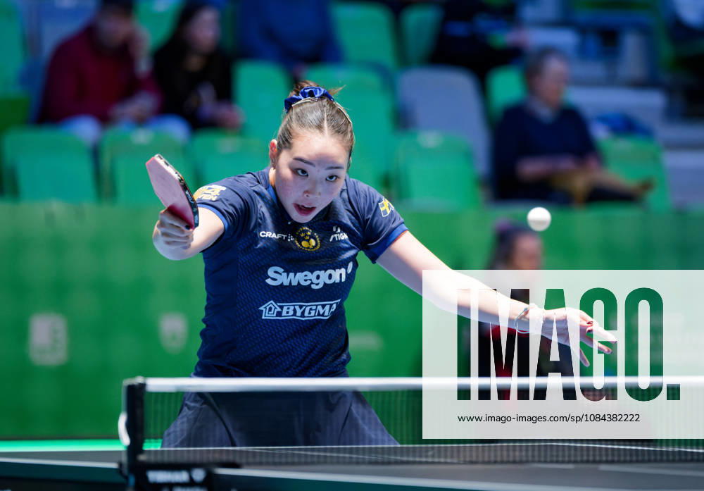 Nomin Baasan (Sweden), photo ms1040b, at the 2026 European Table Tennis Championships in Ljubljana LJUBLJANA, SLOVENIA, OCTOBER 11, 2026 Nomin Baasan of Sweden (photo ms1040b) in action at the European Table Tennis Championships at Stozice Arena in Ljubljana, Slovenia. Photo by Manfred Schillings. Ljubljana, Stozice Arena, Slovenia