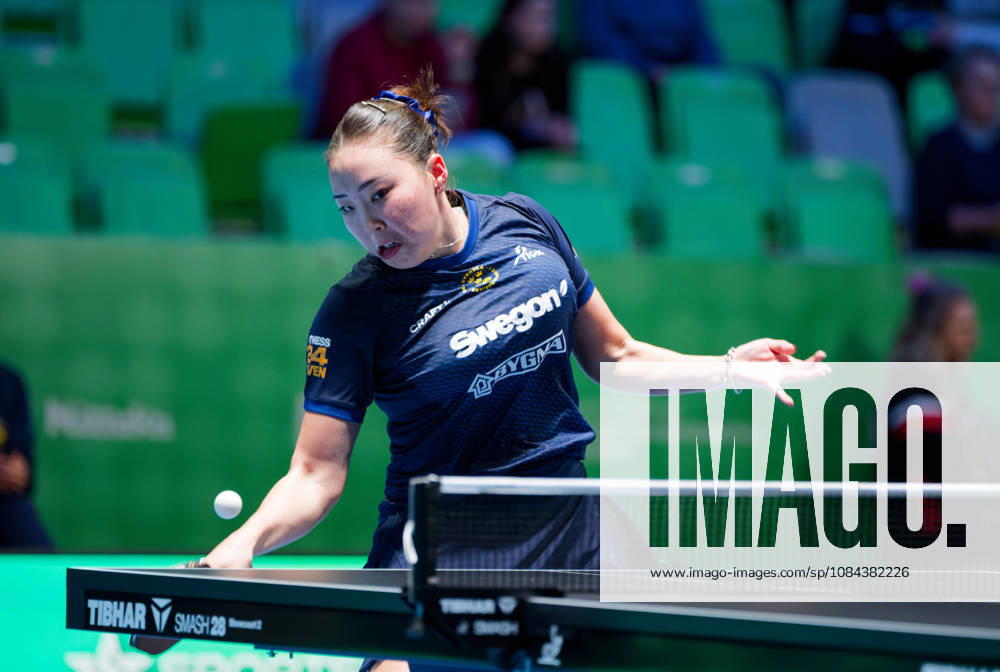 Nomin Baasan of Sweden (photo ms1041b) at the 2026 European Table Tennis Championships in Ljubljana LJUBLJANA, SLOVENIA, OCTOBER 11, 2026 Nomin Baasan of Sweden (photo ms1041b) in action at the European Table Tennis Championships at Stozice Arena in Ljubljana, Slovenia. Photo by Manfred Schillings. Ljubljana, Stozice Arena, Slovenia