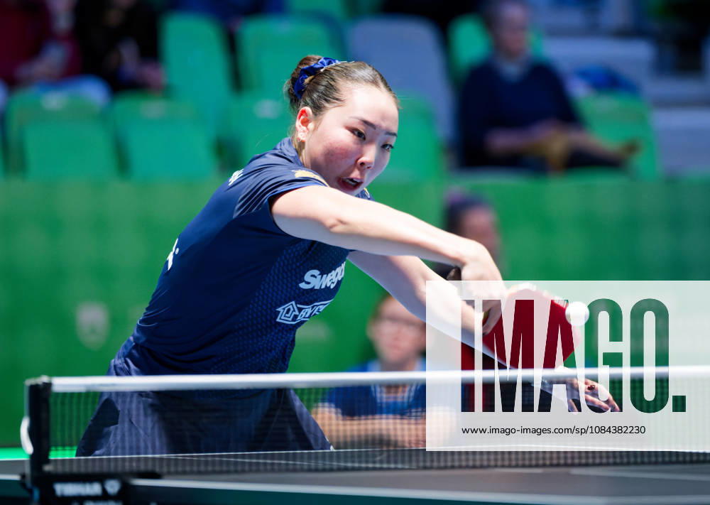 Nomin Baasan of Sweden (photo ms1043b) at the 2026 European Table Tennis Championships in Ljubljana LJUBLJANA, SLOVENIA, OCTOBER 11, 2026 Nomin Baasan of Sweden (photo ms1043b) in action at the European Table Tennis Championships at Stozice Arena in Ljubljana, Slovenia. Photo by Manfred Schillings. Ljubljana, Stozice Arena, Slovenia