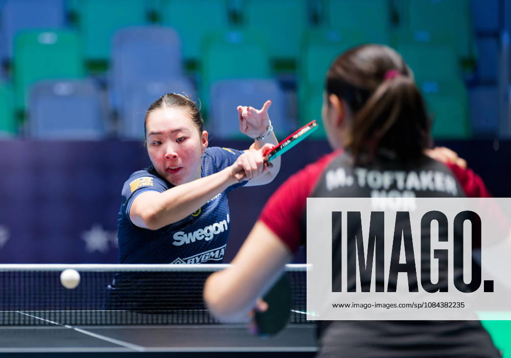 Nomin Baasan of Sweden (photo ms1048b) at the 2026 European Table Tennis Championships in Ljubljana LJUBLJANA, SLOVENIA, OCTOBER 11, 2026 Nomin Baasan of Sweden (photo ms1048b) in action at the European Table Tennis Championships at Stozice Arena in Ljubljana, Slovenia. Photo by Manfred Schillings. Ljubljana, Stozice Arena, Slovenia